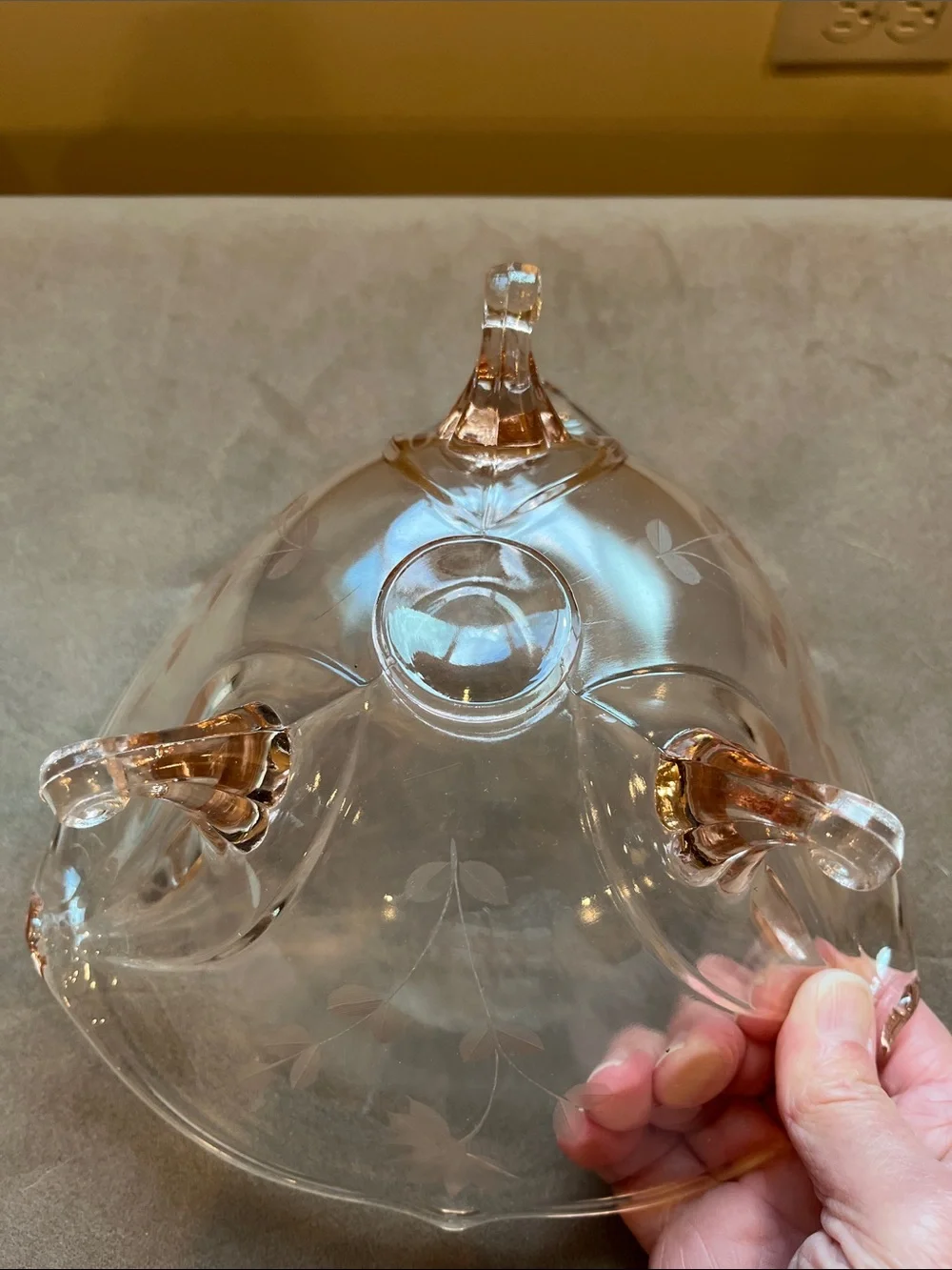 Vintage Pink Depression Glass 3 Footed  Bowl Jubilee